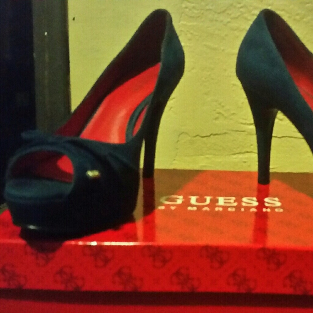 Navy suede heels